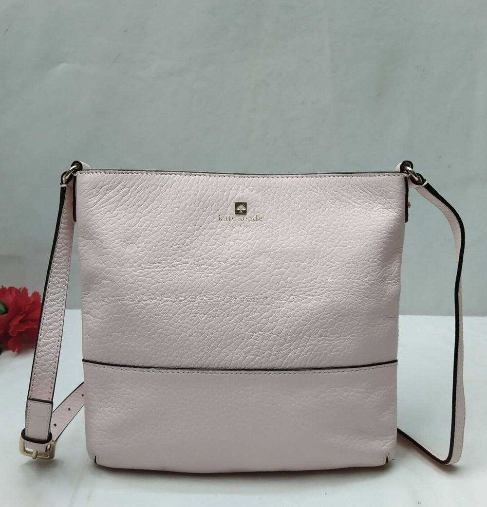 Kate Spade New York Light Pink Pebbled Leather Zipper Closure Crossbody Bag